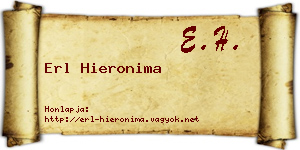 Erl Hieronima névjegykártya